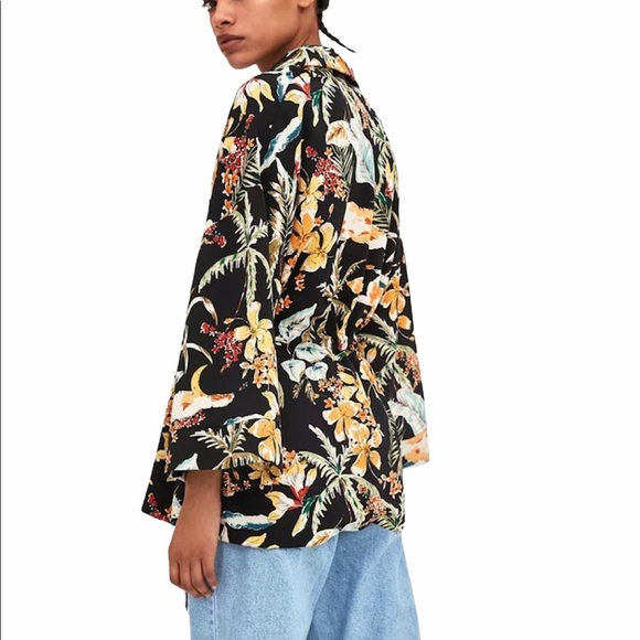 Zara Trf Floral Jacket with Fringe Belt - Picture 3 of 10